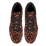Coffee Beans Print High Top Leather Sneakers