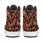 Coffee Beans Print High Top Leather Sneakers