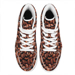 Coffee Beans Print High Top Leather Sneakers