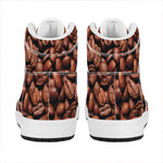 Coffee Beans Print High Top Leather Sneakers