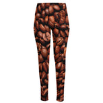 Coffee Beans Print High-Waisted Pocket Leggings