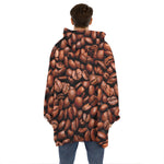 Coffee Beans Print Hoodie Blanket