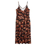 Coffee Beans Print Jersey Midi Cami Dress