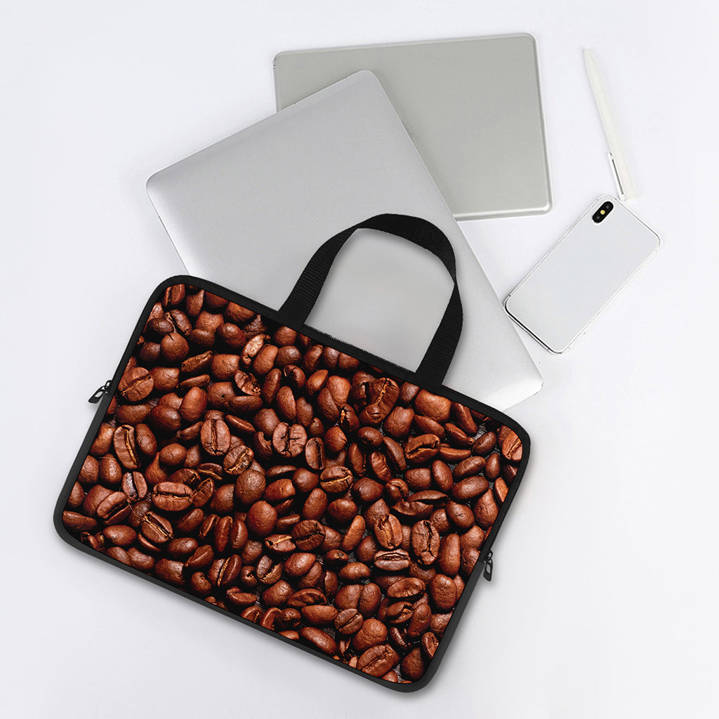 Coffee Beans Print Laptop Sleeve With Handle