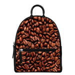 Coffee Beans Print Leather Backpack