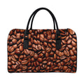 Coffee Beans Print Leather Duffel Bag