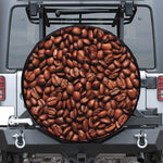 Coffee Beans Print Leather Spare Tire Cover