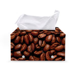 Coffee Beans Print Leather Tissue Box Cover