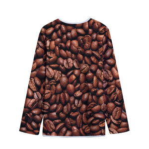 Coffee Beans Print Long Sleeve Short Coat