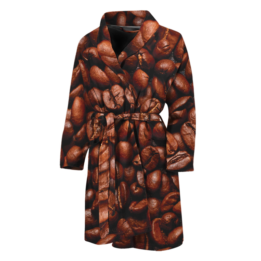 Coffee Beans Print Men's Bathrobe