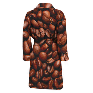 Coffee Beans Print Men's Bathrobe