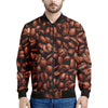 Coffee Beans Print Men's Bomber Jacket