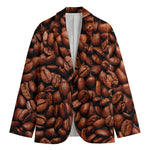 Coffee Beans Print Men's Cotton Blazer