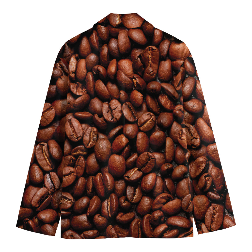 Coffee Beans Print Men's Cotton Blazer