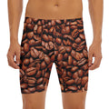Coffee Beans Print Men's Long Boxer Briefs