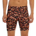Coffee Beans Print Men's Long Boxer Briefs