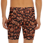 Coffee Beans Print Men's Long Boxer Briefs