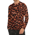 Coffee Beans Print Men's Long Sleeve Rash Guard