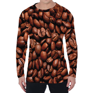 Coffee Beans Print Men's Long Sleeve T-Shirt