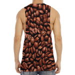Coffee Beans Print Men's Muscle Tank Top