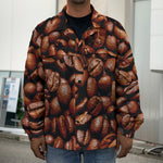 Coffee Beans Print Men's Shirt Jacket