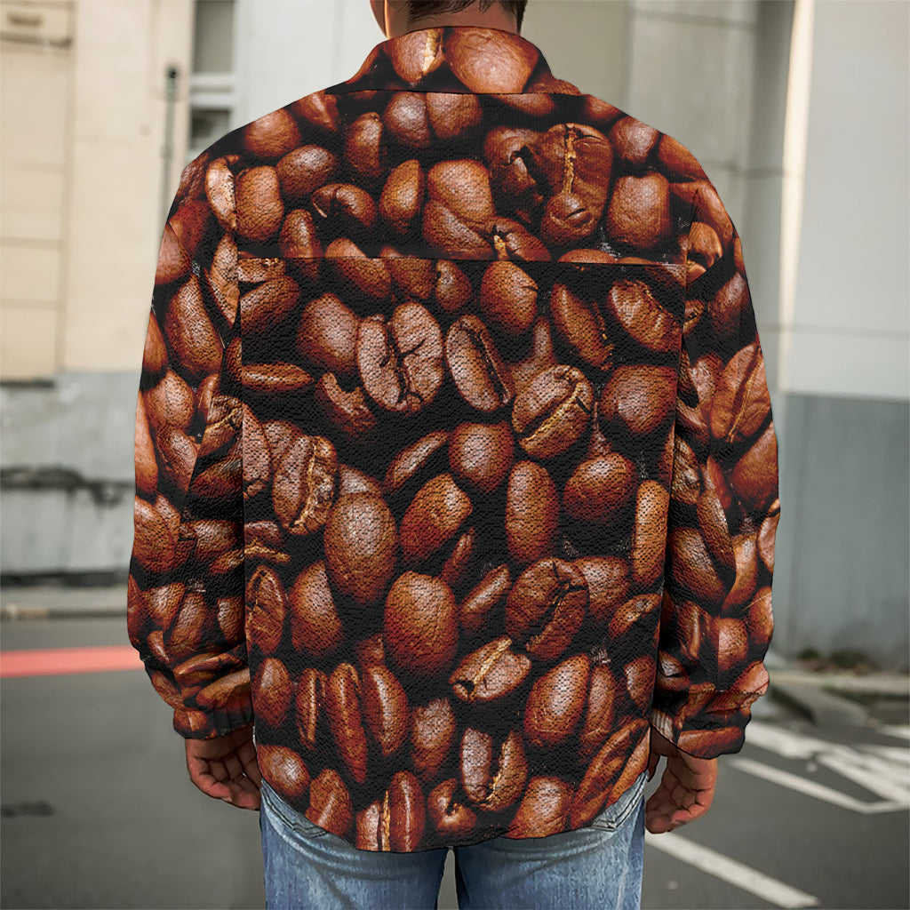 Coffee Beans Print Men's Shirt Jacket