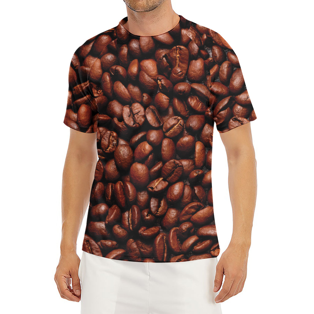 Coffee Beans Print Men's Short Sleeve Rash Guard