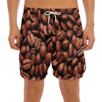 Coffee Beans Print Men's Split Running Shorts