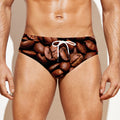 Coffee Beans Print Men's Swim Briefs