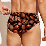 Coffee Beans Print Men's Swim Briefs