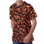 Coffee Beans Print Men's Velvet T-Shirt