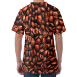 Coffee Beans Print Men's Velvet T-Shirt