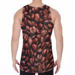 Coffee Beans Print Men's Velvet Tank Top