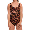 Coffee Beans Print One Piece Swimsuit