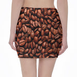 Coffee Beans Print Pencil Mini Skirt