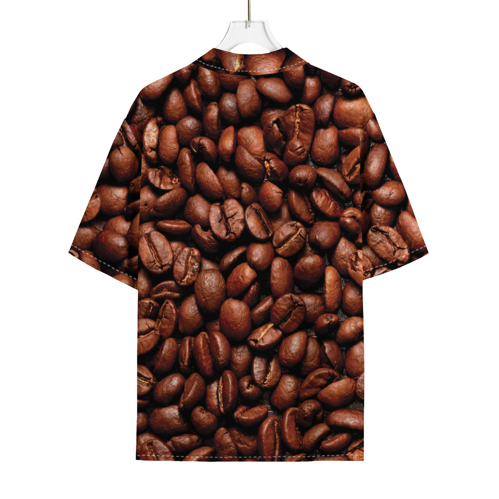 Coffee Beans Print Rayon Hawaiian Shirt