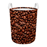 Coffee Beans Print Round Laundry Basket