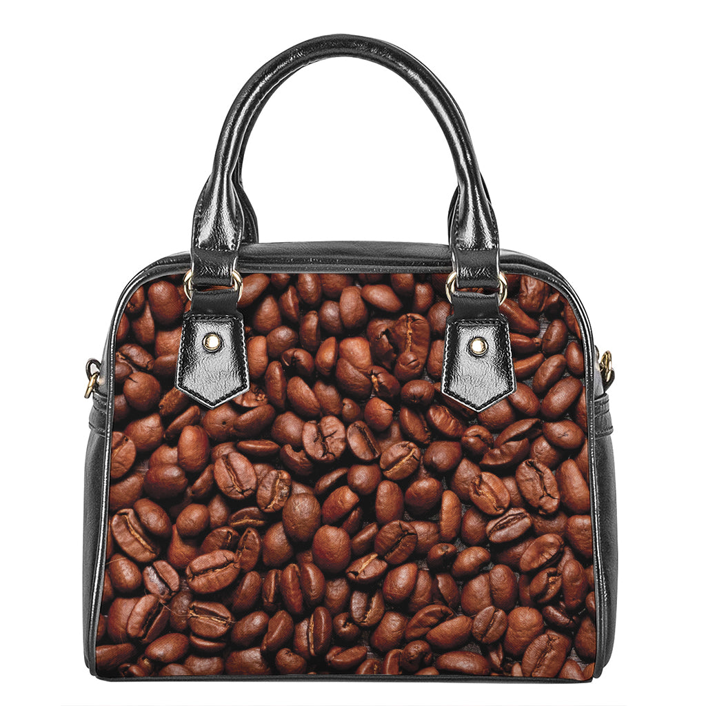 Coffee Beans Print Shoulder Handbag