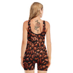 Coffee Beans Print Sleeveless One Piece Swimsuit