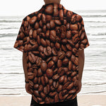 Coffee Beans Print Textured Short Sleeve Shirt
