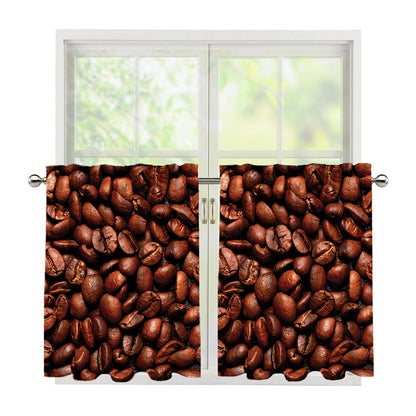 Coffee Beans Print Tier Curtains