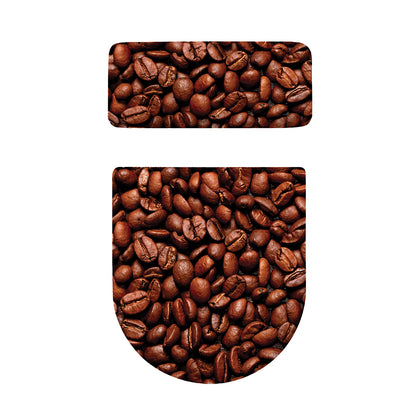Coffee Beans Print Toilet Lid And Tank Cover Set
