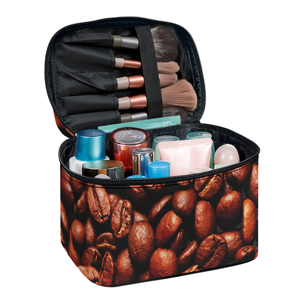 Coffee Beans Print Travel Makeup Bag