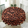 Coffee Beans Print Waterproof Round Tablecloth