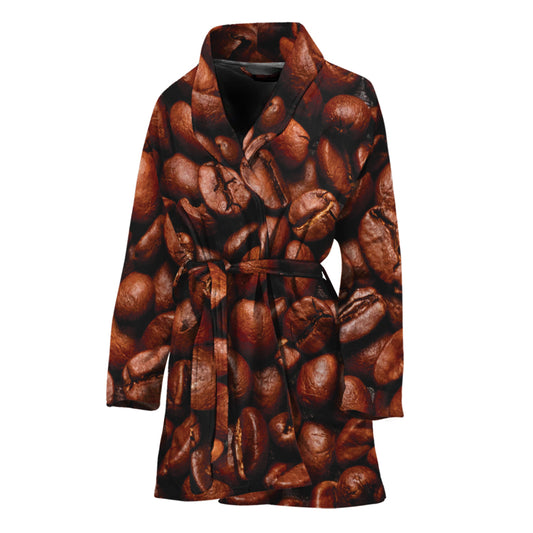 Coffee Beans Print Women's Bathrobe