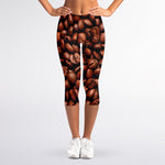 Coffee Beans Print Women's Capri Leggings