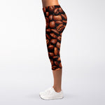 Coffee Beans Print Women's Capri Leggings
