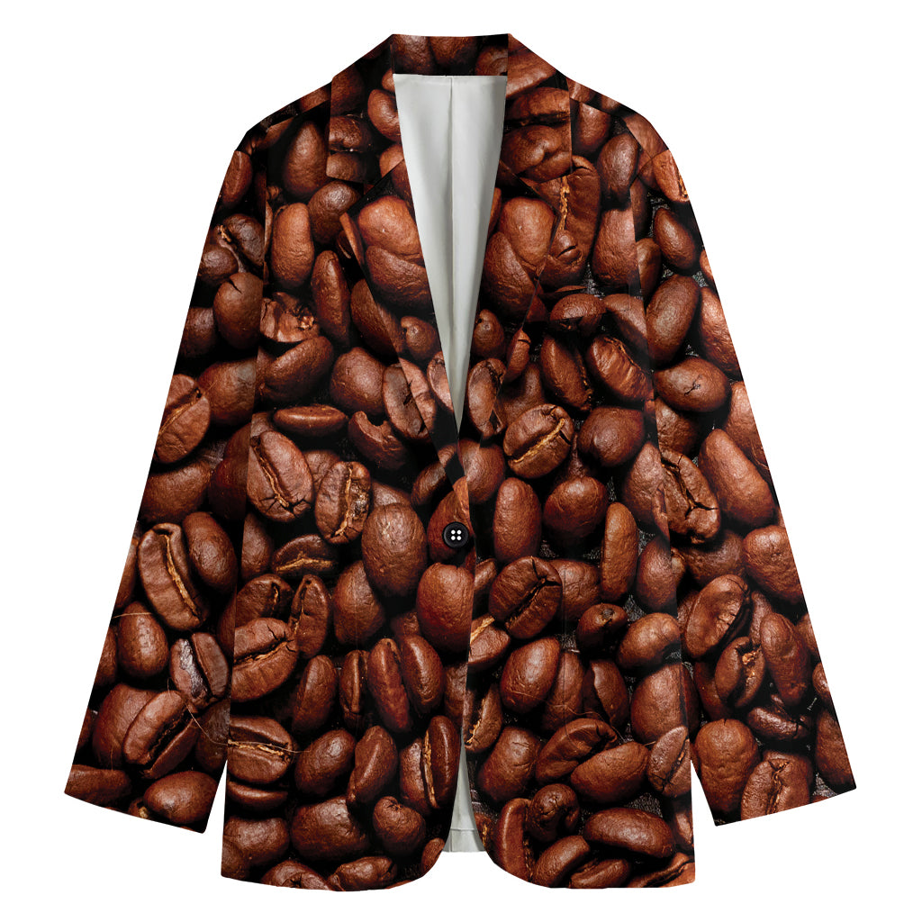 Coffee Beans Print Women's Cotton Blazer