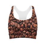 Coffee Beans Print Women's Sports Bra
