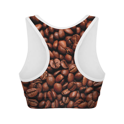 Coffee Beans Print Women's Sports Bra